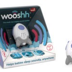 Baby sound soother called Wooshh inside it's packaging and another on it's own. Packaging reads "Helps babies sleep soundly, anywhere"
